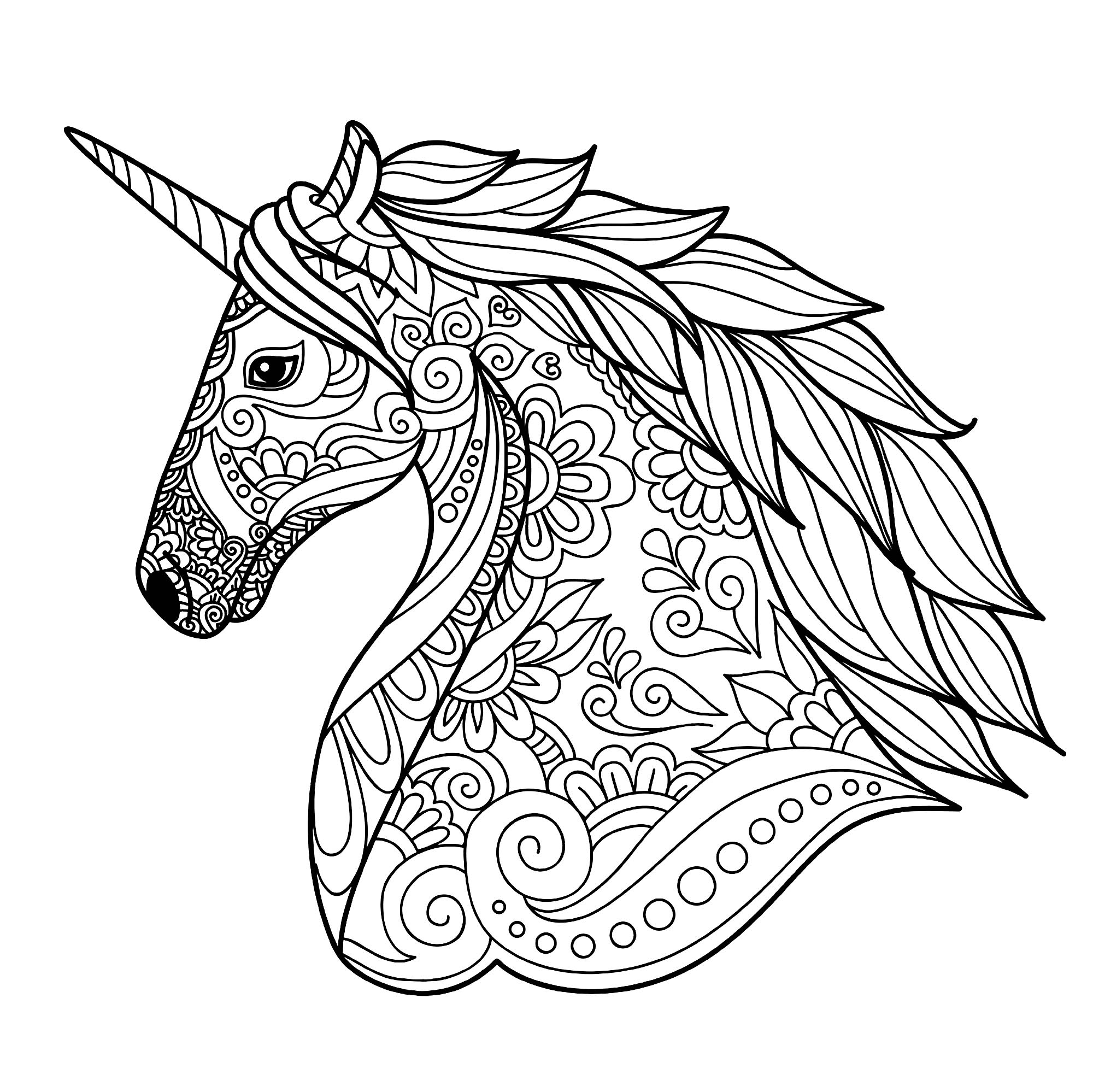 Unicorn picture to color, easy for kids
